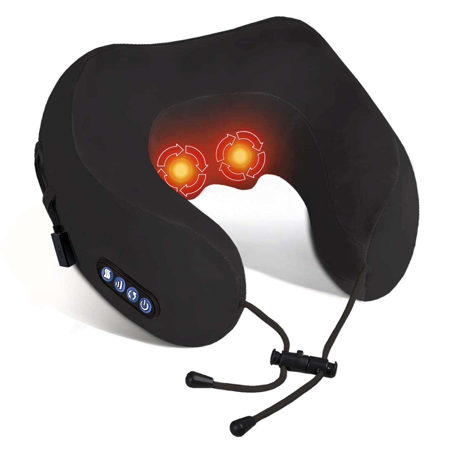 Electric Neck Massager,Portable Heated Kneading Massage Cushion Pillow,Rechargeable Shoulder Neck U-Shaped Massage Shiatsu,for Pain Relief at Home,Car,Office,Travel(Black)