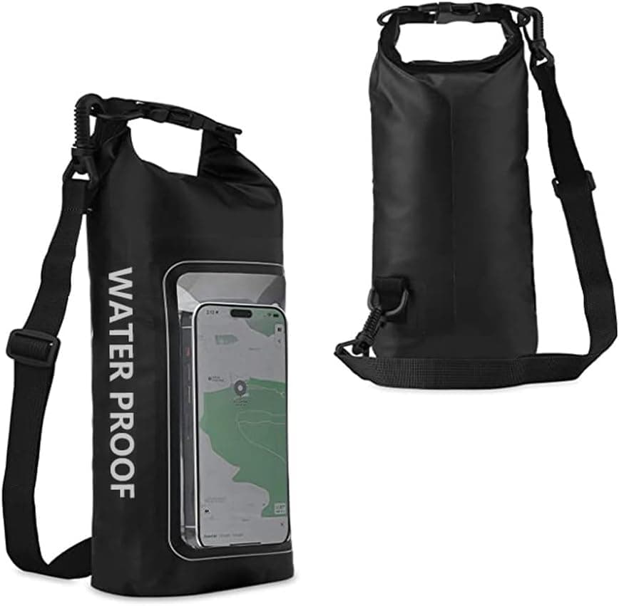 Aputue Waterproof Dry Bag, 2L 500D PVC Roll Top Sack with Touchscreen Phone Holder, IPX6 Storage Backpack for Kayaking Boating Swimming Camping, Adjustable Shoulder Strap for Outdoor Sports