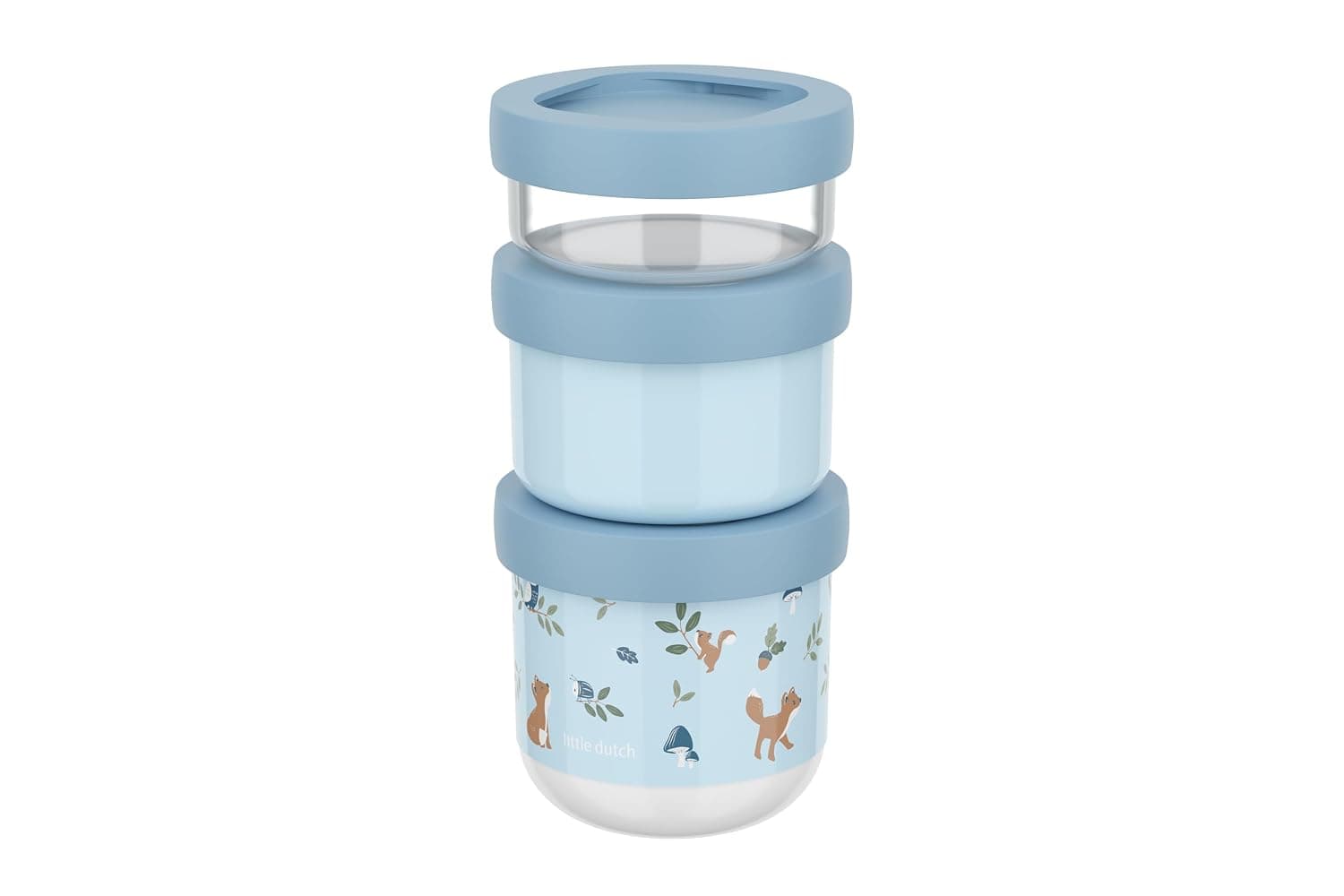 Mepal - Snack box stackable 3-piece Mio Little Dutch - Stacking as needed - Microwave and freezer safe - Leak-proof - Dishwasher safe - 100 + 175 + 275 ml - Forest Friends