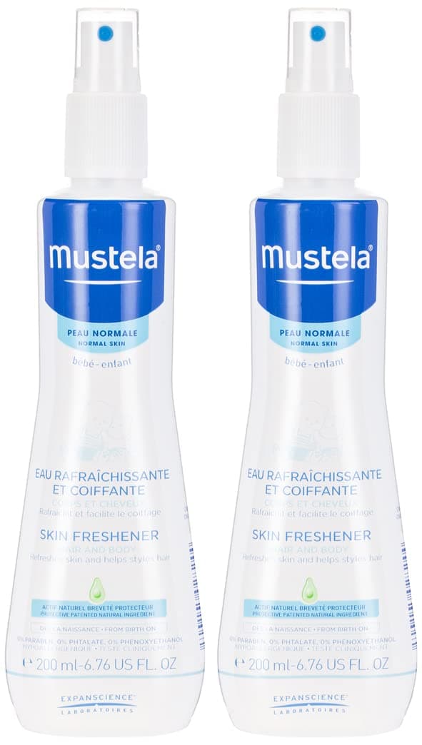 Mustela Baby Hair Styler & Skin Freshener - with Natural Avocado & Chamomile Water, Vegan & Hypoallergenic for Hair and Body - 200ml + 200ml (Pack of 2)