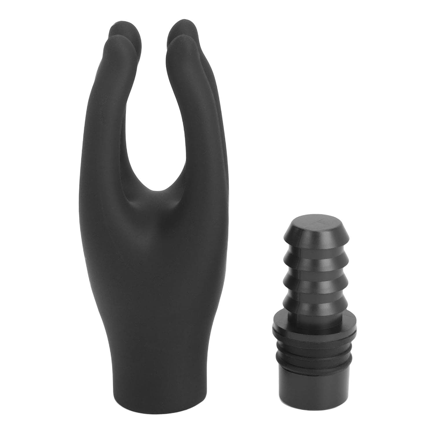 Fascia Massage Gun Head, Replaceable Head 4 Fingers Artifical Hand Silicone Fascia Adult Machines Attachments, Black Caliber 0.71‑0.75in