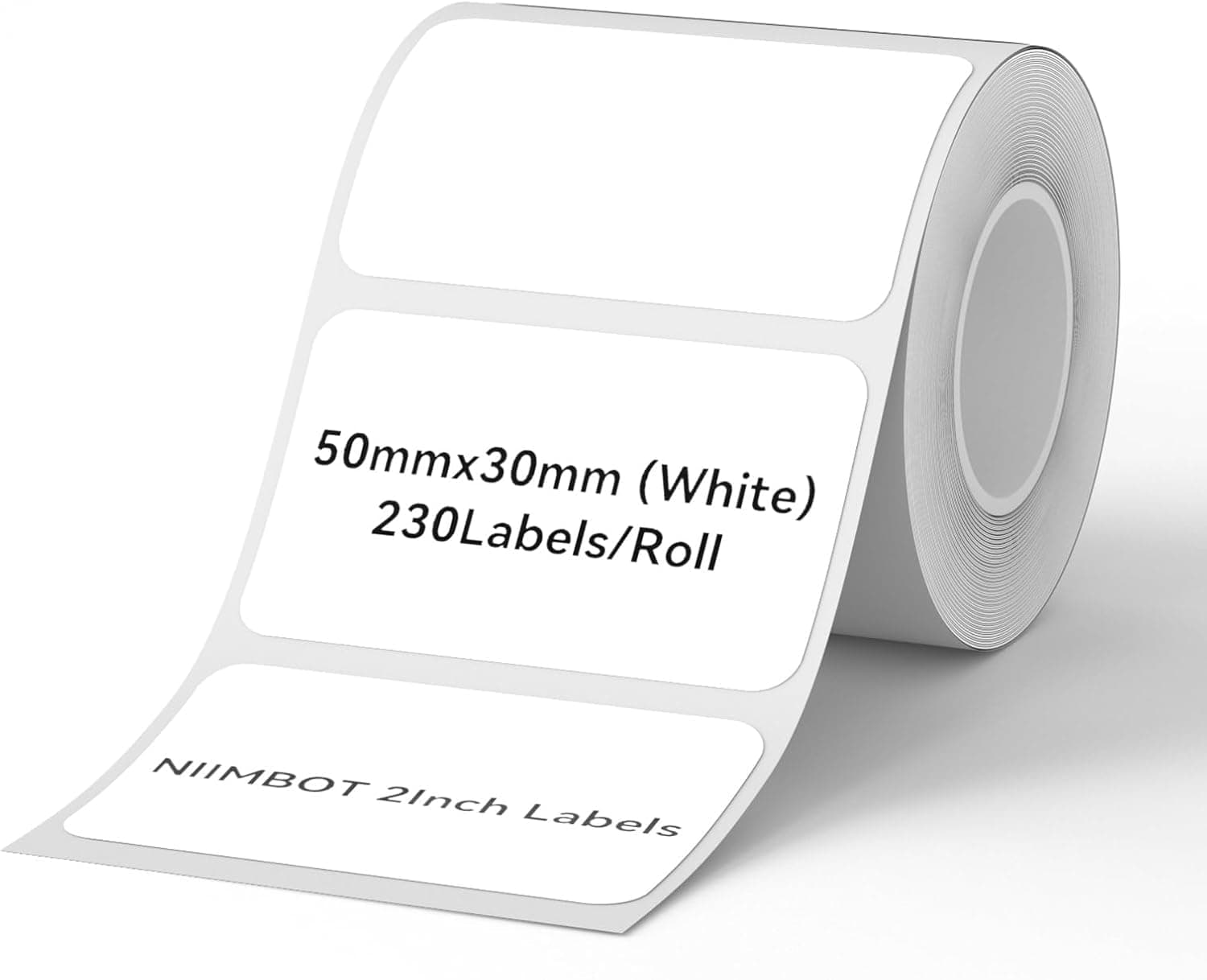 NIIMBOT B1/B2/B21/B3S Labels, (50x30mm) Thermal Sticker Label, Waterproof, Oil-Proof and Tear-Proof NIIMBOT Labels, 1 Roll of 230 Self-Adhesive Thermal Labels (White)