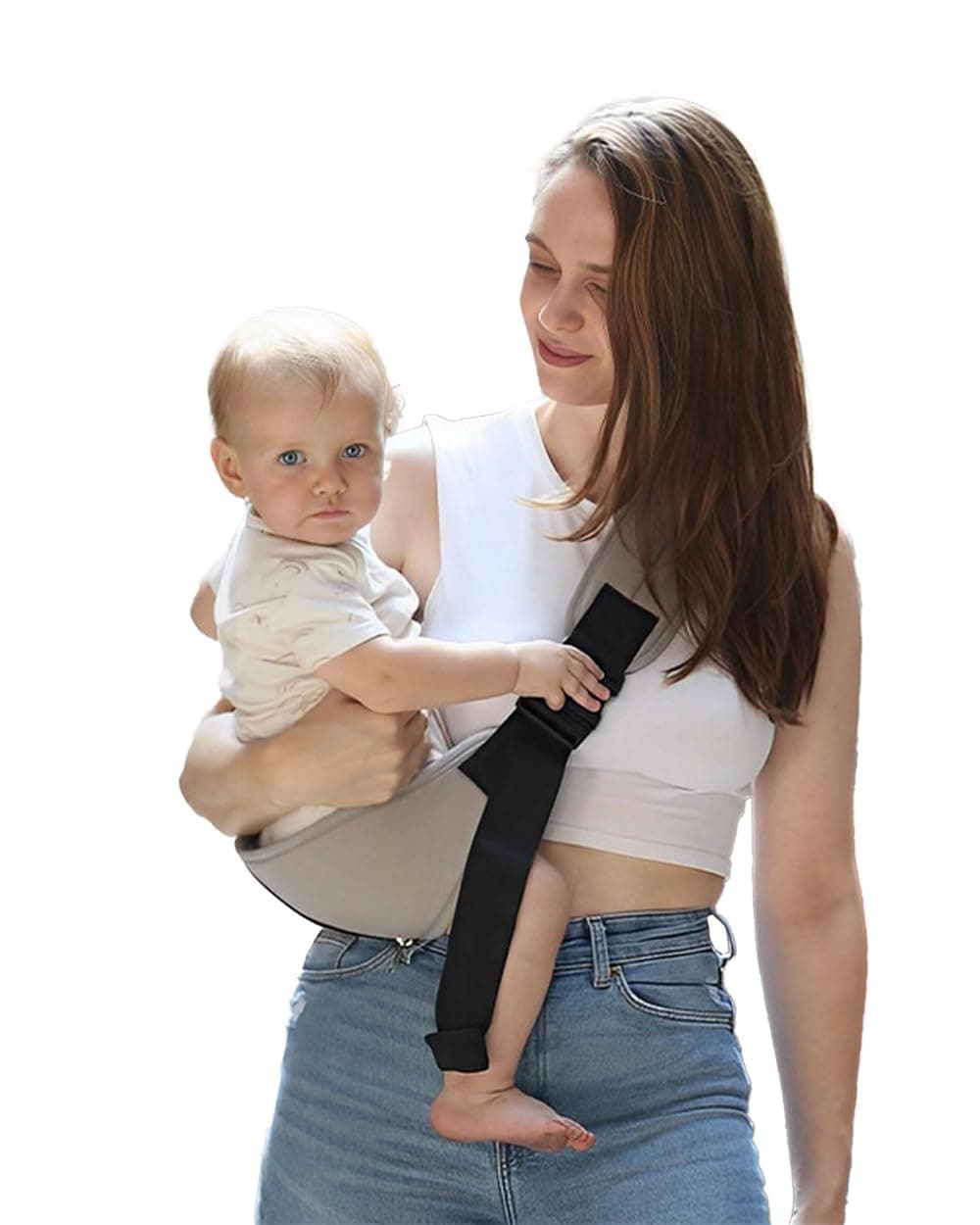 Baby Sling Carrier Newborn to Toddler, Adjustable Ergonomic Hip Seat, Lightweight Portable Breathable Soft Padding 7-45 Lbs, Grey