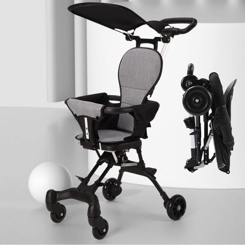ANYUAN Lightweight Baby Stroller, Foldable Reversible Seat Travel Stroller with Removable Seat Cushion, Portable Baby Pushchair with Reclining Seat, Sun Canopy & One-Hand Fold Design