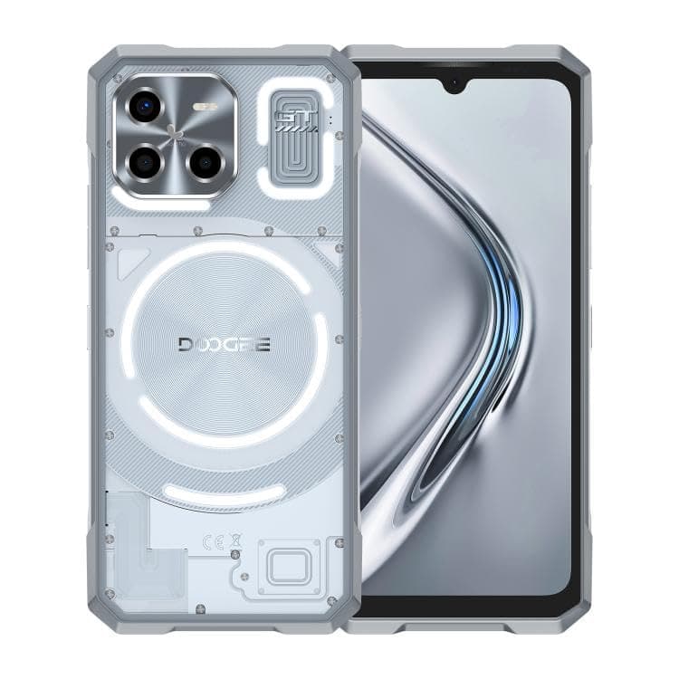 Doo.gee Smartphone - Powerful 5G Rugged Device with 100MP Camera, Dimensity 7300 CPU, 16GB RAM + 512GB Storage, IP68/IP69K Rated, and Android 14 LED Light Effect (Moon Shadow Black) (Silver)