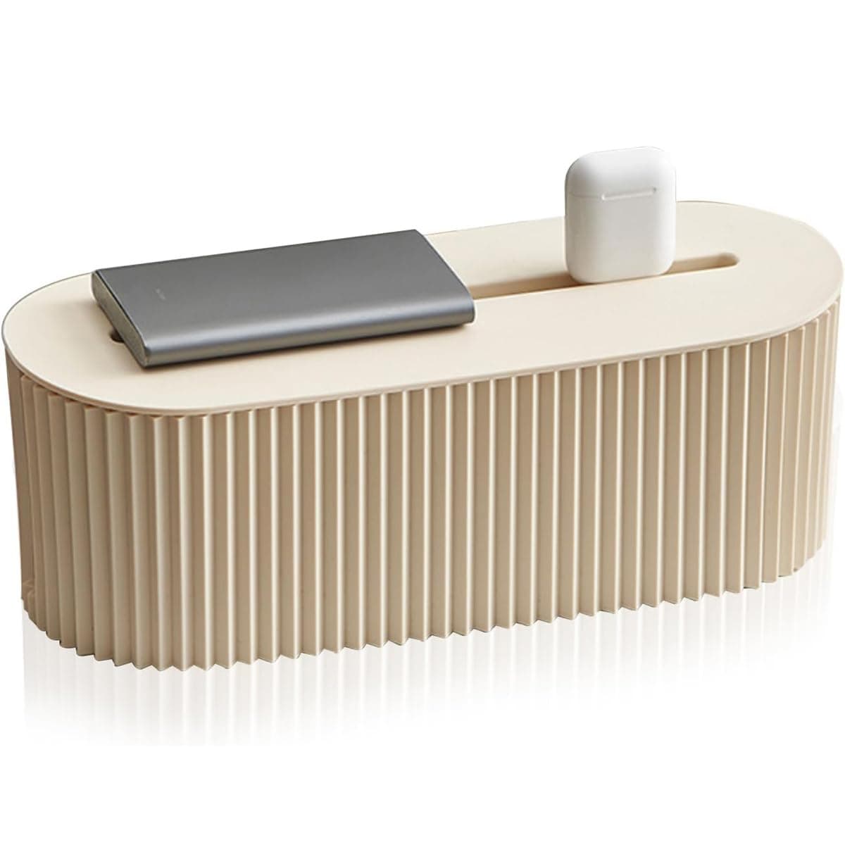ALMEKAQUZ Cable Management Box, Dustproof Cable Hider Box with Lid, Cable Management Case for Wires Charging Station, Socket, Desk Cable (Beige)