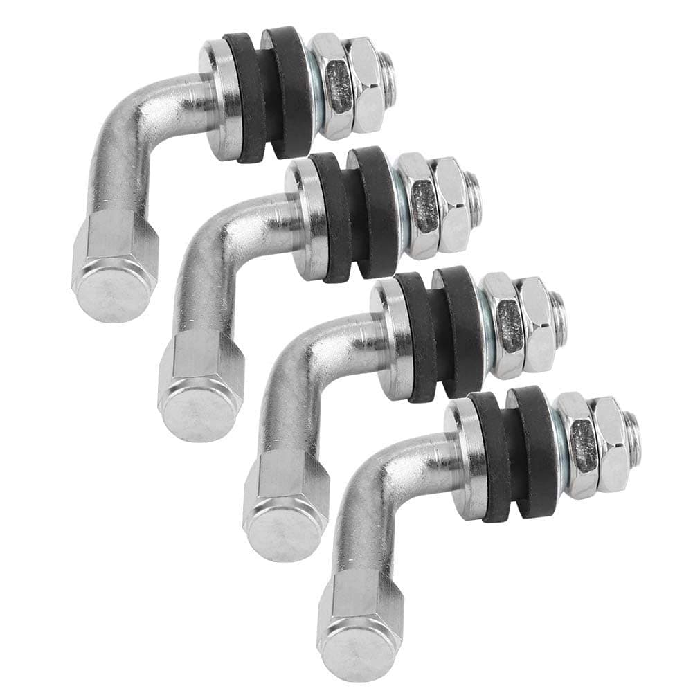 Durable 90 Degree Valve Stems, Aluminum Alloy Rubber Tire Accessories for Car Motorcycle Automotive Maintenance, 4pcs Black Silver for Tire Repair and Vehicle Care