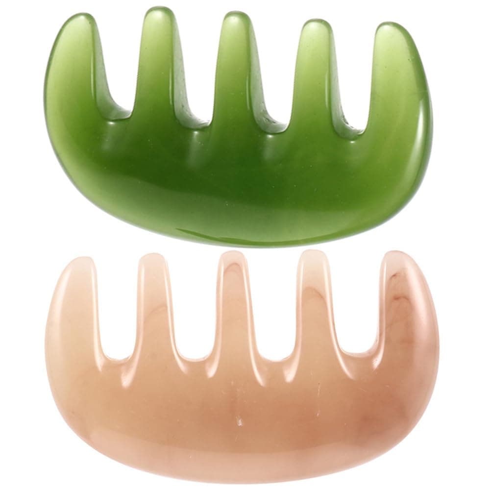 FRCOLOR 2pcs Scalp Massage Comb Massage Tools Wooden Massage Tool Massage Scraper Resin guasha Board spa Head Scratcher Scalp Massagers Resin Beeswax Massager for Relaxation gua sha Tool