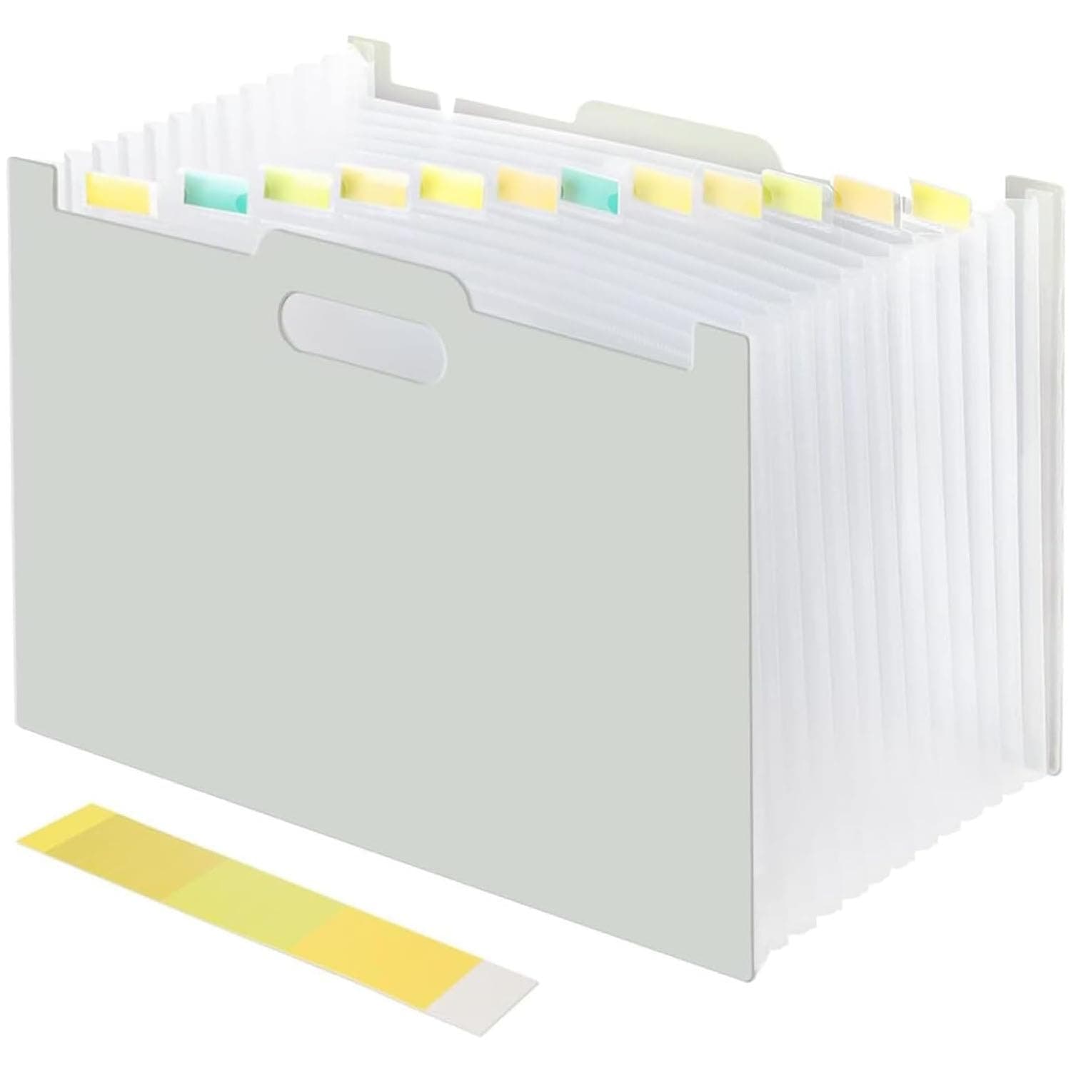 Joyzzz Expanding File Folders, 13 Pockets Accordion Document Organizer, Portable Letter A4 Plastic File Box with Colored Sticky Labels, Waterproof Storage for Office School Home Desktop
