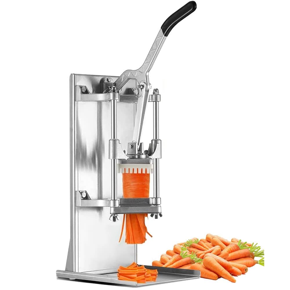 قطاعة بطاطس مقلية من الدرجة التجارية مع شفرات من الستانلس ستيل مقاس 1/4 انش 1/2 انش 3/8 انش وطبق طعام، قطاعة خضروات وفواكه احترافية لتقطيع البطاطس، 1/2 انش (3/8 انش)