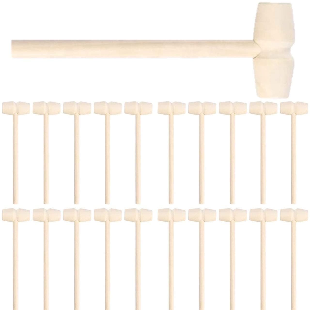 20 Pieces Wooden Crab Mallet for Cracking Seafood, Crab, Lobster - Wooden Mallet Mini Hammer Toy for Kids - Mini Wooden Hammer for Chocolate Hammer Mini Wooden