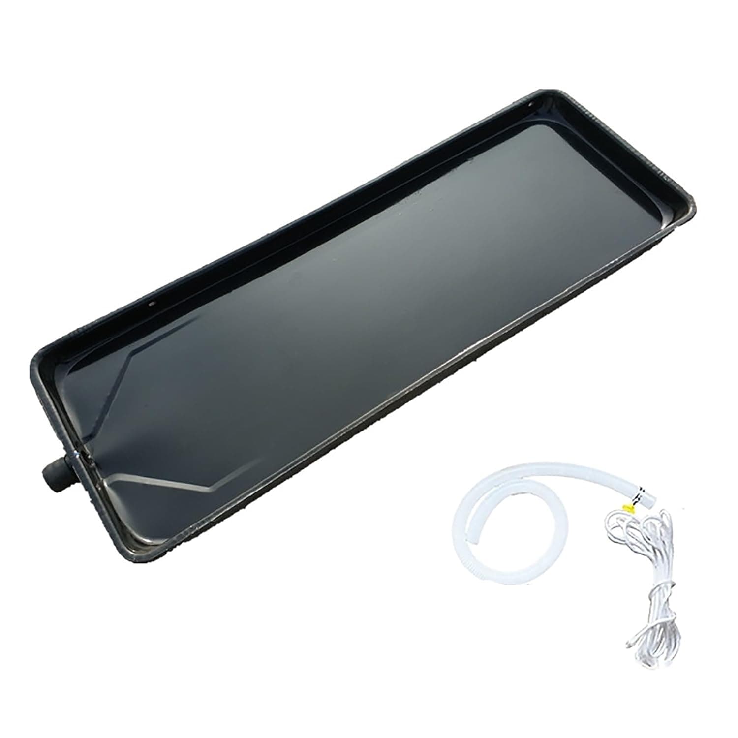 Galvanized Metal Drip Tray for Air Conditioners - Includes Drain Kit for Window & Split AC Units (Black 111x24 cm / 44x9.4 in) -& Efficient Solution