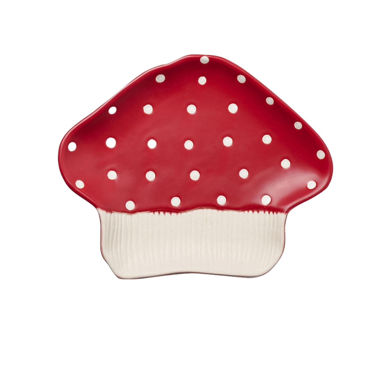 CAPIJIONG Girl's Heart Red Mushroom Underglaze Colored Ceramic Bowls, Tableware, Microwave Ovens Can Be Used For Cute Soup Bowls, Instant Noodles Bowls, And Plates-8-inch wide plate