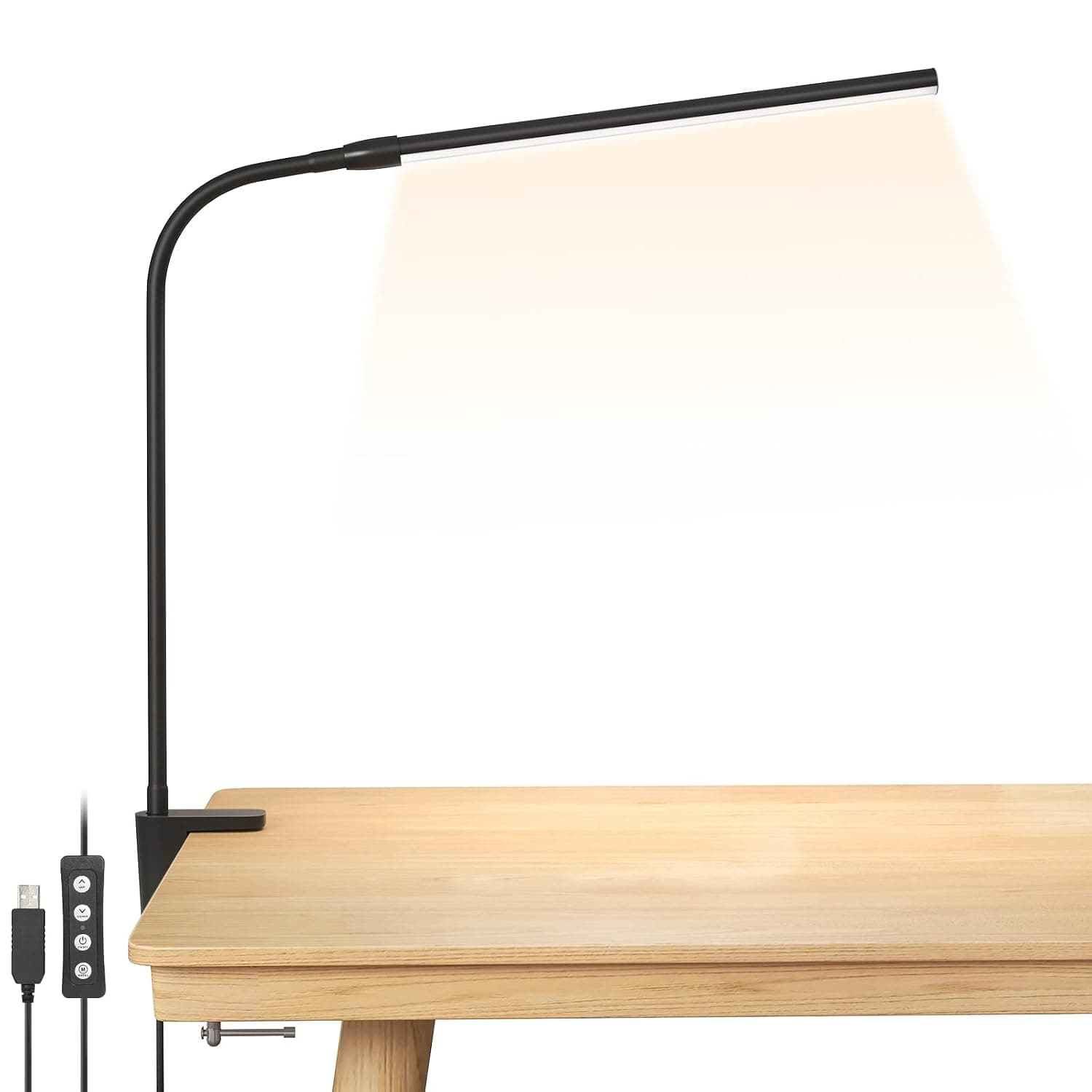 Lepro Desk Lamp Clip on Desk Light, for home office, 10 Brightness, 460 lumens, Dimmable USB Clamp Lamp, Adjustable Flexible Gooseneck Table Light for reading, study lamp for students, Black | Swan Neck Flexible 360°, Adjustable, 3 Colour Modes, 10 Brightness Levels, Eye Care for Office, Headboard, Study