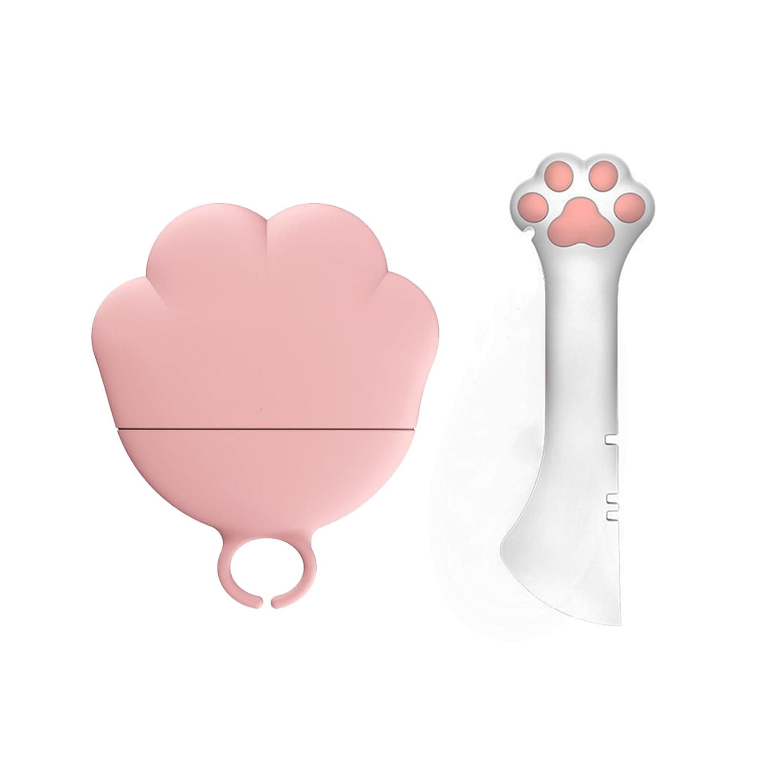 Pet Food Can Spoon Paw Shape Lid,Silicone Cover for Animal Wet Food Storage(Pink&White),Can Lids Supplies Set,Cat Food Can Lid whit Spoon for Pets Dogs Cats Feeding