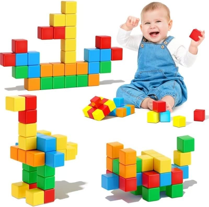 XICEN Magnetic Blocks, Magnet Building Toys for Toddlers, Sensory Toys Magnetic Building Blocks Toys for Toddlers 3+ Years Old Boys Girls (64 Pcs)