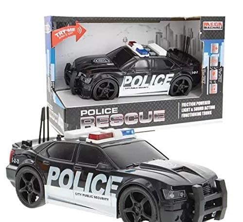 Number 1 in Gadgets Friction Powered Police Car Toy Rescue Vehicle with Lights and Siren Sounds for Boys Toddlers and Kids, Pull Back 1:20 Diecast Emergency Transport Vehicle Car