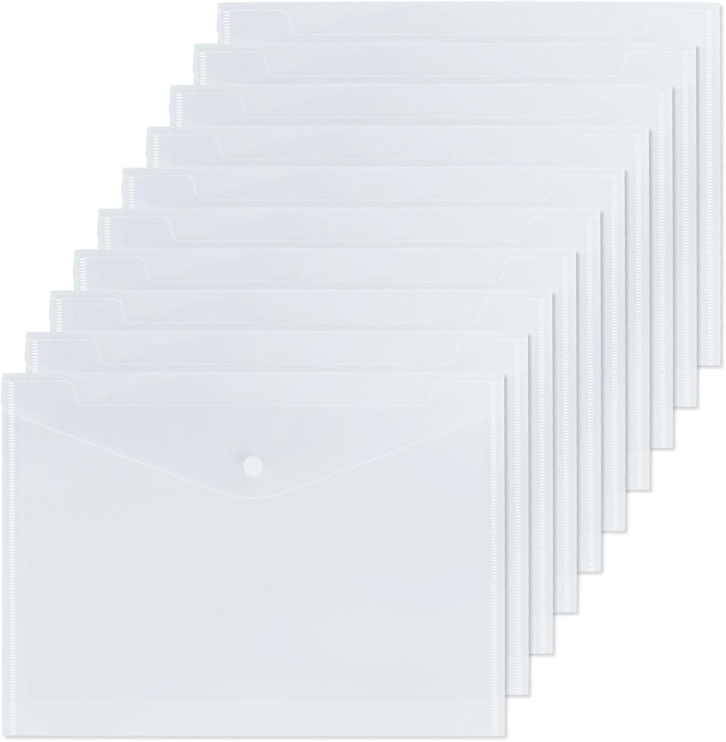 Lonimia 10-Pack A4 Clear Plastic File Folders, Transparent, Standard Style, Holds Up to 50 Sheets Each