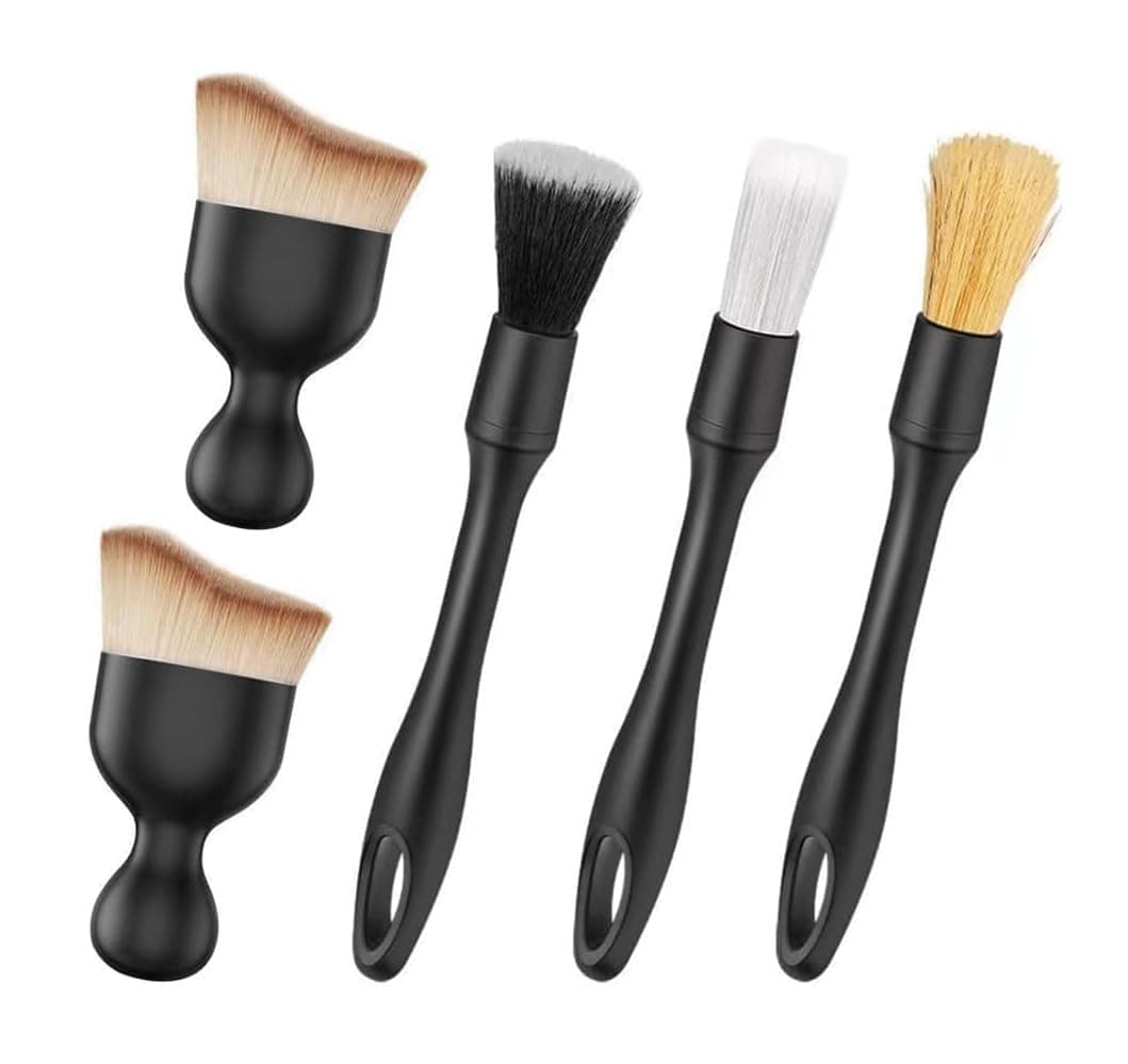 DMG TECH Car Detailing Brush Set, Auto Detail Brush Kit, Universal Car Crevice Brush for Clean Interior or Exterior, Car Dust Removal Brush for Dashboard, Air Vent, Leather Seats, Tires (3, black)
