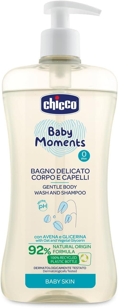 Chicco Baby Moments Gentle Body Wash and Shampoo for Baby Skin 0m+ 500ml
