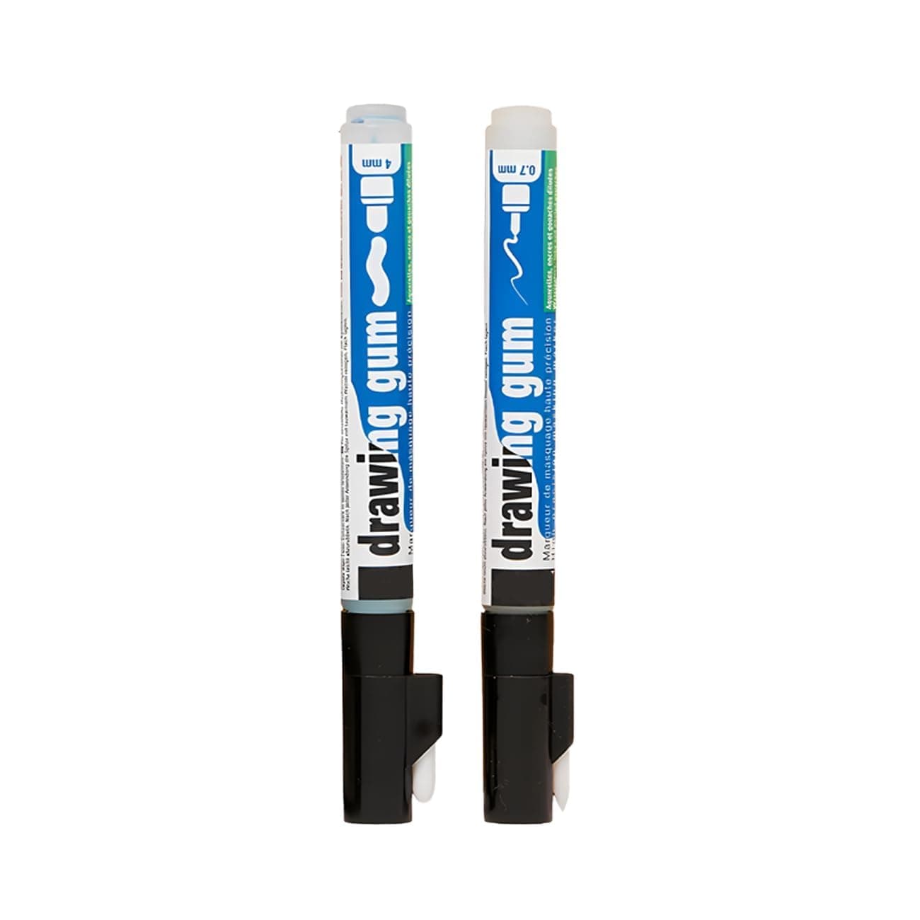 Drawing Gum Pen Set (2 Pack) - Dual Tip Masking Fluid Marker for Watercolor Painting (0.7mm Fine Line + 4mm Broad Tip) - Erasable Whiteout Effect, Replaceable Refills - Ideal for Artists & Crafters