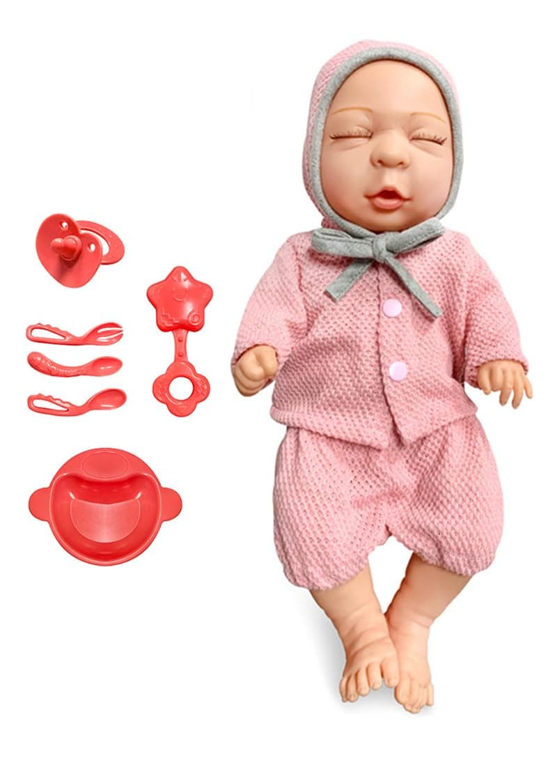 14 Inch Pretend Play Doll Set Baby Doll Kit for Kids Includes 14 Inch Doll Complete Accessories for Toddlers Boy Girl Random Color(Sleeping Baby)