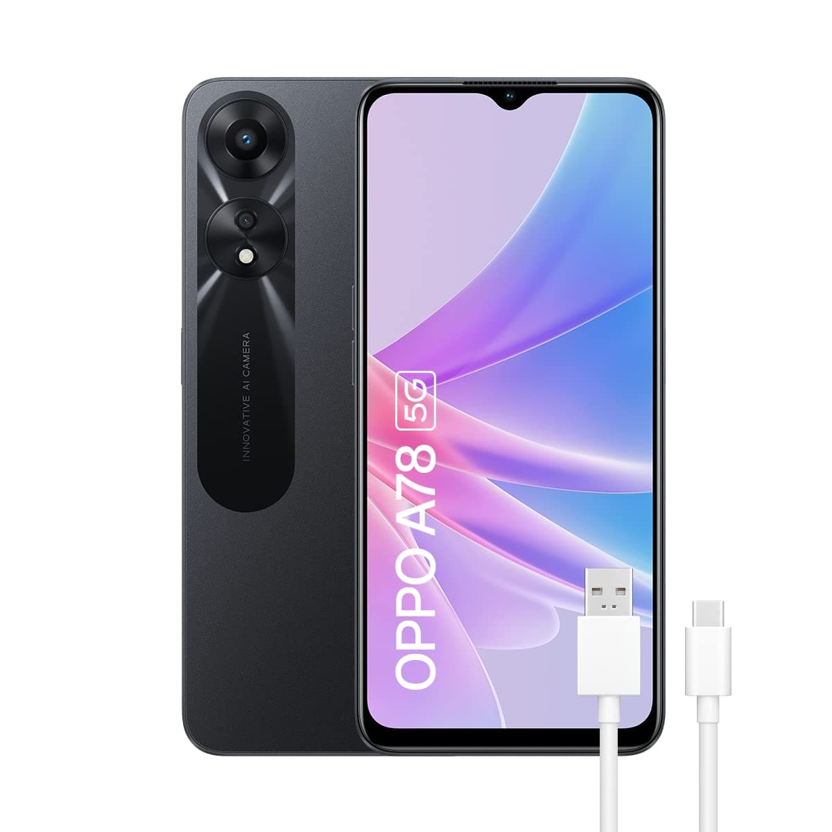 Oppo A78 Dual-SIM 128GB ROM + 8GB RAM (GSM only | No CDMA) Factory Unlocked 5G SmartPhone (Glowing Black) - International Version