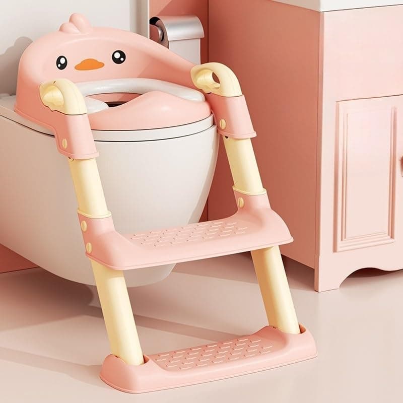 Baby Potty Seat, 3-in-1 Toilet Potty Training Seat, Toddlers Potty Training Toilet Seat Boys Girls, Kids Potty Training Seat Step Stool Ladder, Potty Chair with Anti-Slip Pads (Pink 2)