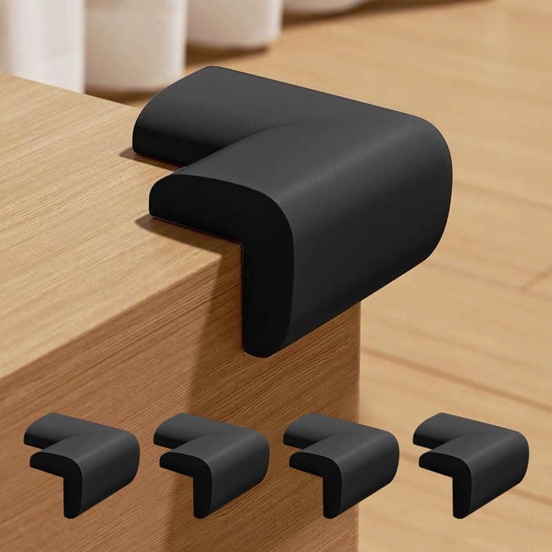 4-Pack Corner Protectors for Furniture, Soft Cushioned Furniture Edge Guards for Impact & Scratch Protection, Corner Protectors for Home & Office Furniture, Black