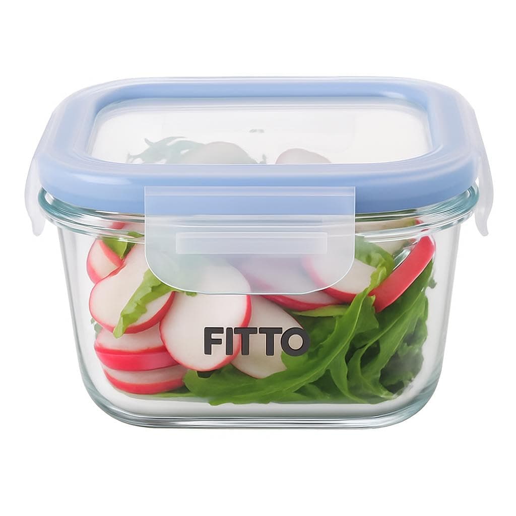 Fitto Square Glass Storage Food Container 400ml