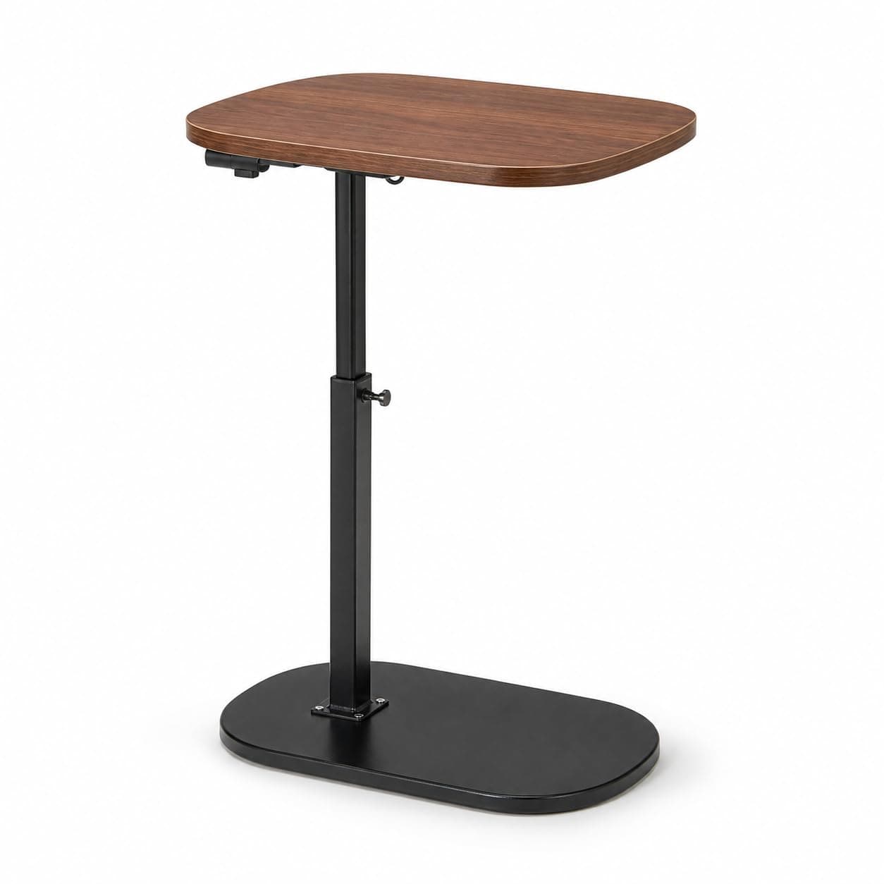 Industrial Style Side Table, Metal Frame & Wood Top, 60 x 40 x 30 cm, Multipurpose End Table for Living Room, Bedroom, Office & Home (C-Shaped Foldable)