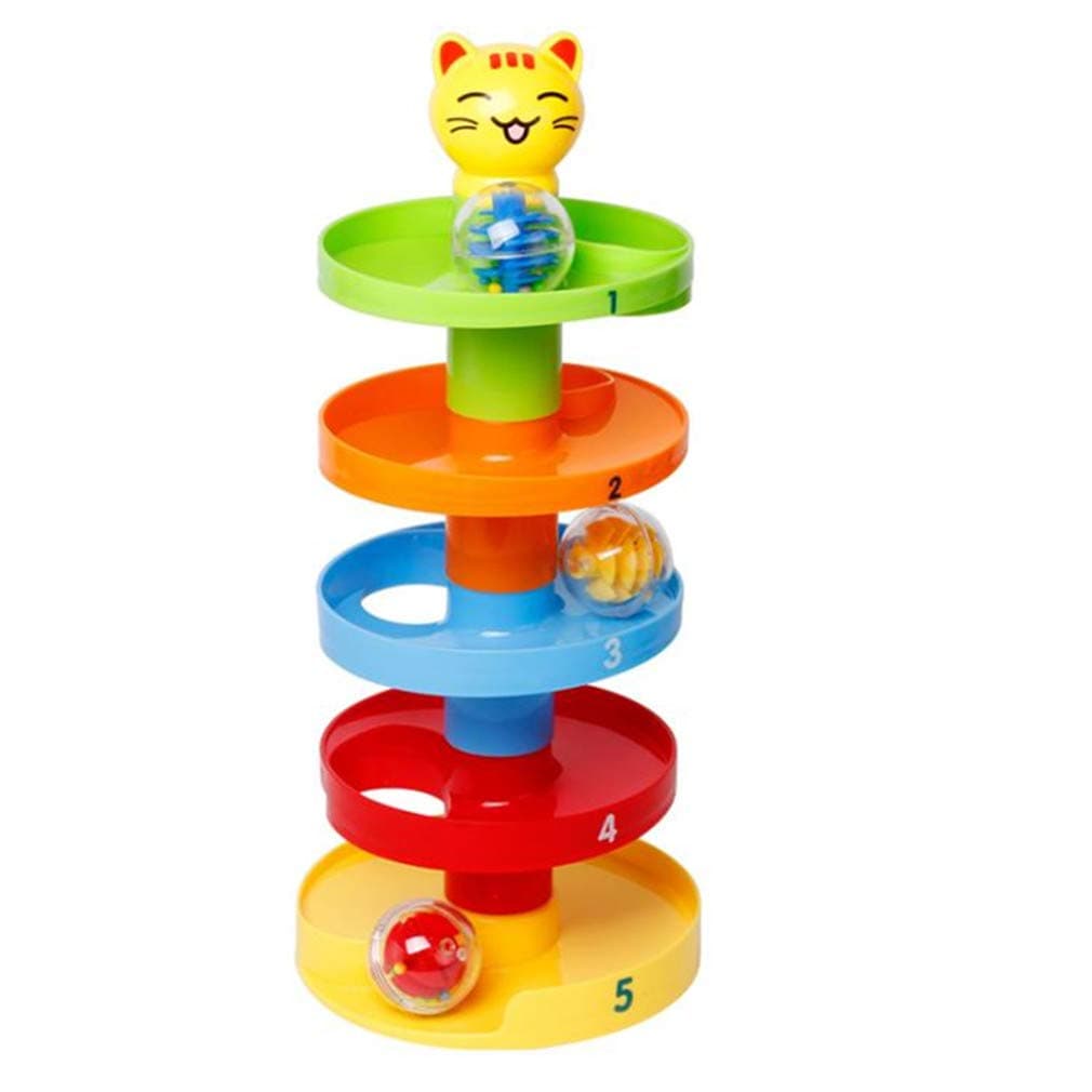 AM ANNA Super Spiral Tower - Ball Drop and Roll Activity Toy Cat Ball Drop Toys for Baby and Toddler, Learning Tower, Drop and Go Ramp Toys