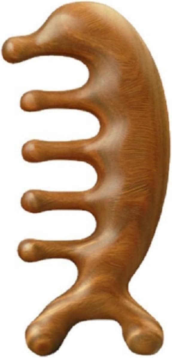 Aputue Multifunctional Massage Comb, Natural Green Sandalwood Fish Tail Design Scalp Stimulator, Wooden Head Massager Tool for Eye Temple Neck Hand Foot Relaxation, Birthday Gifts for Women Men