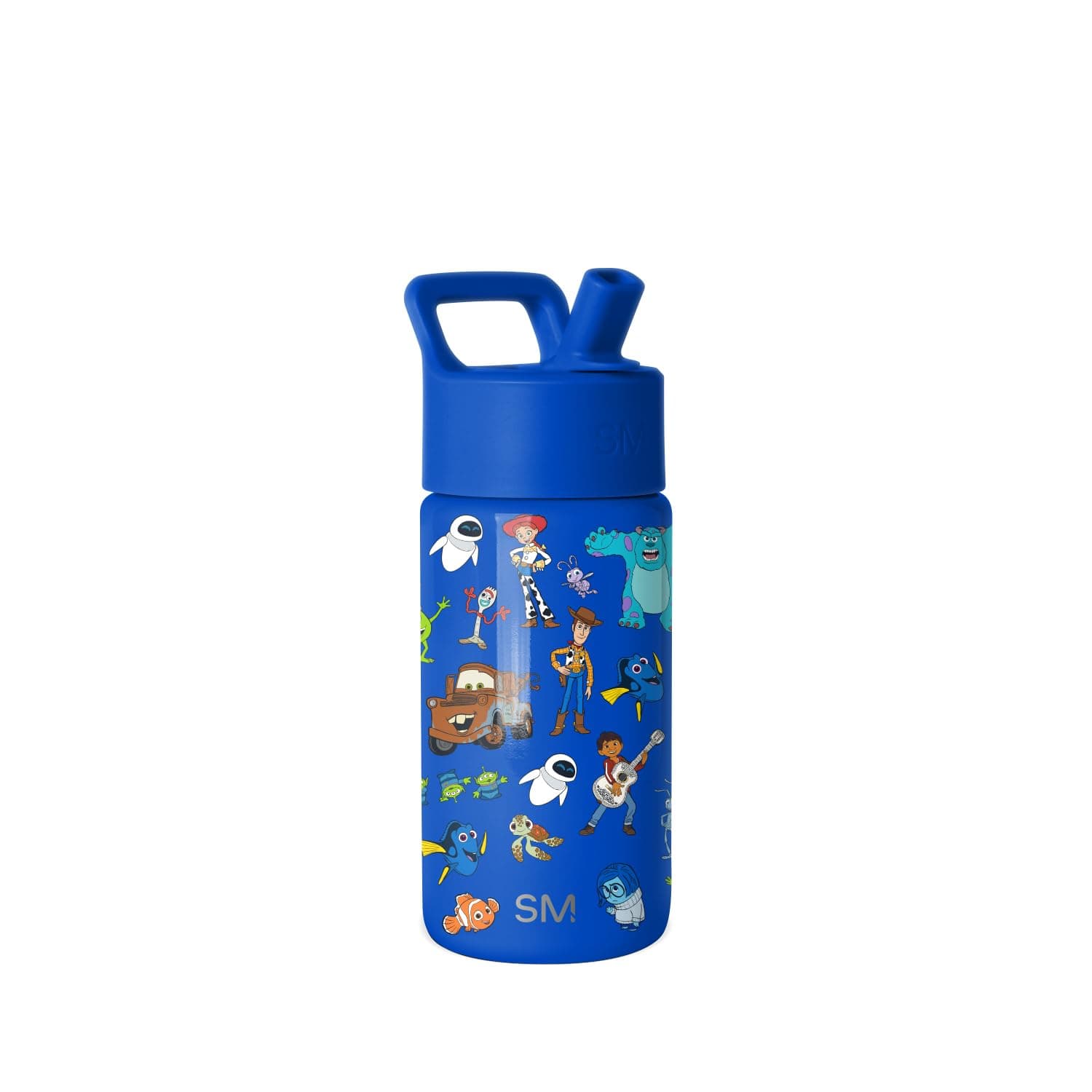 Simple Modern Disney Pixar Kids Water Bottle with Straw Lid | Reusable Insulated Stainless Steel Cup for Boys, School | Summit Collection | 14oz, Pixar Mashup on Blue | Insulated Stainless Steel Pixar Toddler Water Bottle, Kids Tumbler with Straw | Spill Proof for School, Girls, Boys