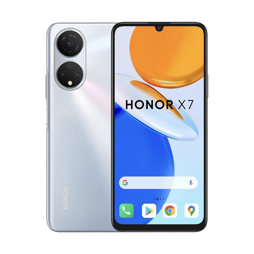 Honor X7 Smartphone Android 11, 4GB RAM + 128GB Storage, 6.47” FullView Screen with 90Hz Smooth Display, 48MP Rear Quad Camera, 5000mAh High Capacity Battery(2 Year Warranty), Titanium Silver