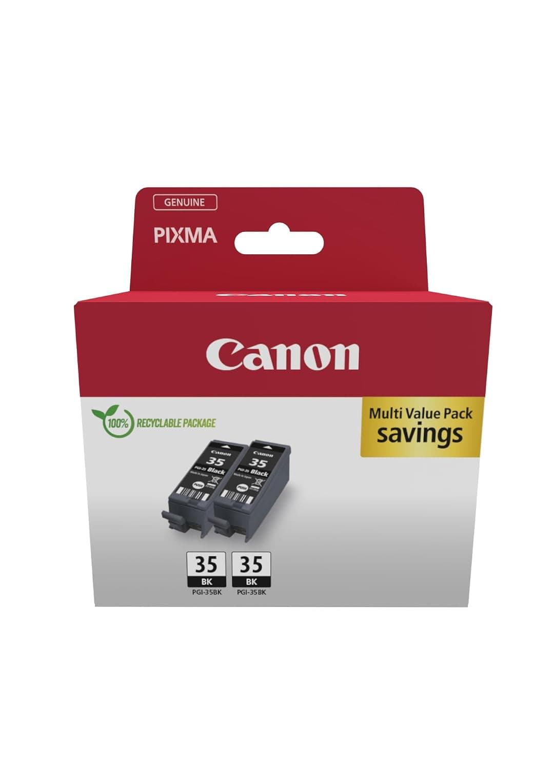 Canon PGI-35 TWIN Pack of 2 cartridges (2x Black) Genuine (Recycled Cardboard Multipack)