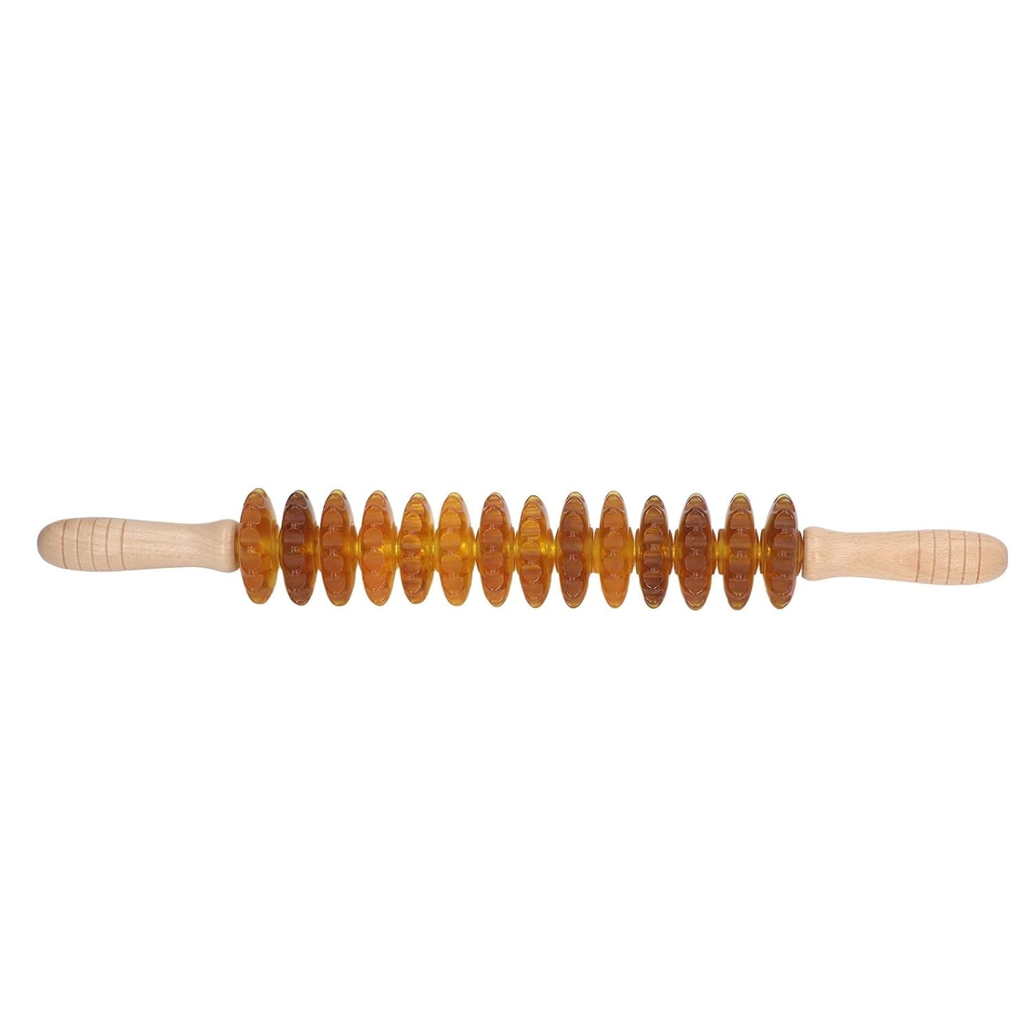 Wooden Massage Roller, Wooden Massage Roller Stick Lymphatic Drainage Muscle Relaxation Convenient Grip Promotes Circulation 49cm Length for Back for Home (Yellow)