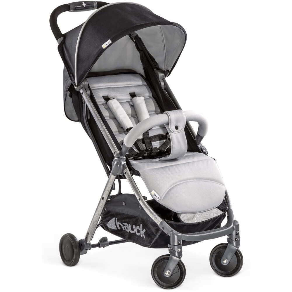 Hauck Travel Pushchair Swift Plus/Ultra Light/One Handed Folding/Compact Fold/Fully Reclining/Large Shopping Basket/Up to 18 Kg/Black Grey