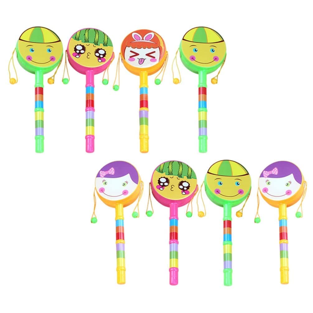 8pcs Rattle Drum Toy Monkey Drum Twist Rattle Hand Shaker Musical Toy Early Educational Toys Gift for Baby Infant Newborn