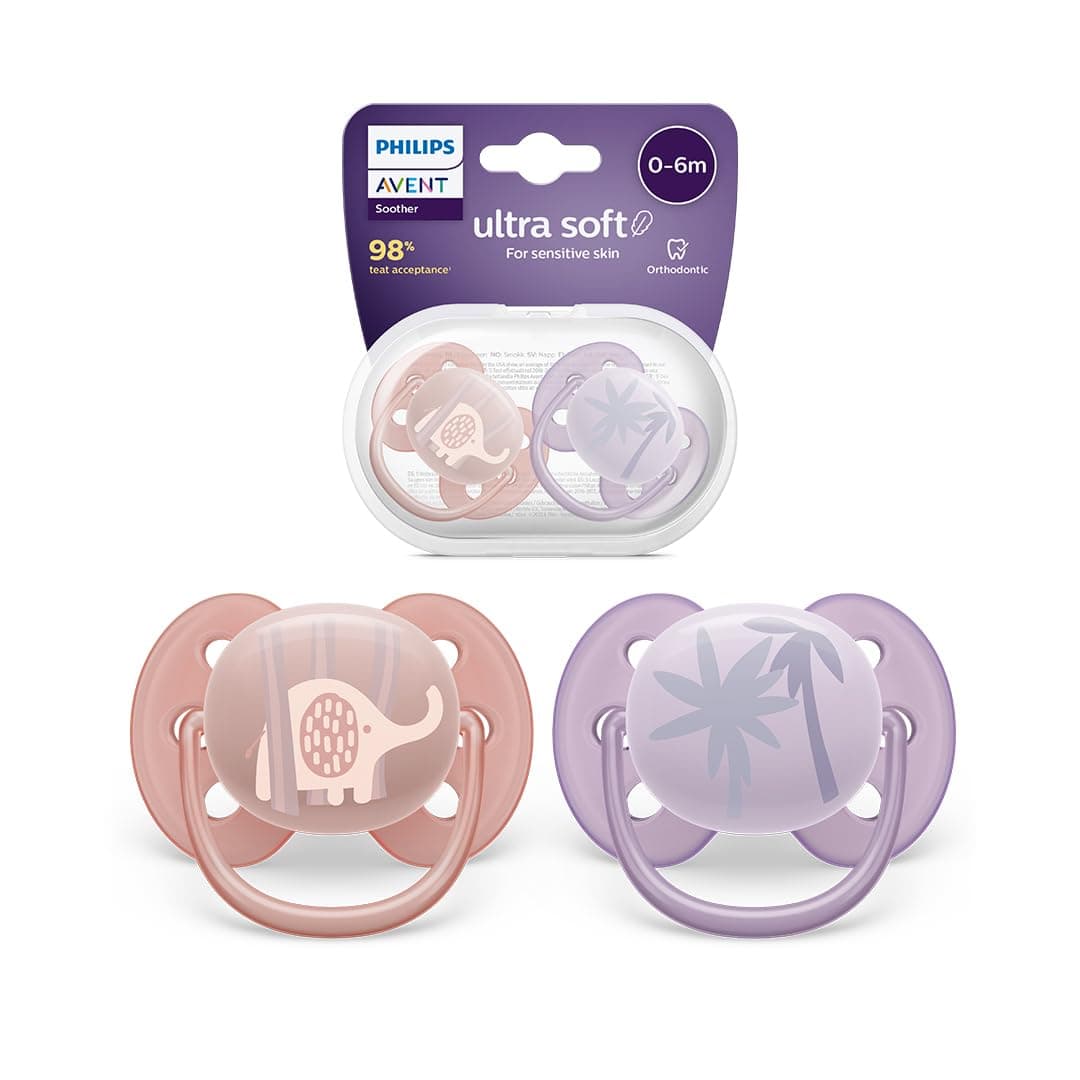 Philips Avent Ultra Soft Soother, 2 Pieces, For Girls, 0-6 Months