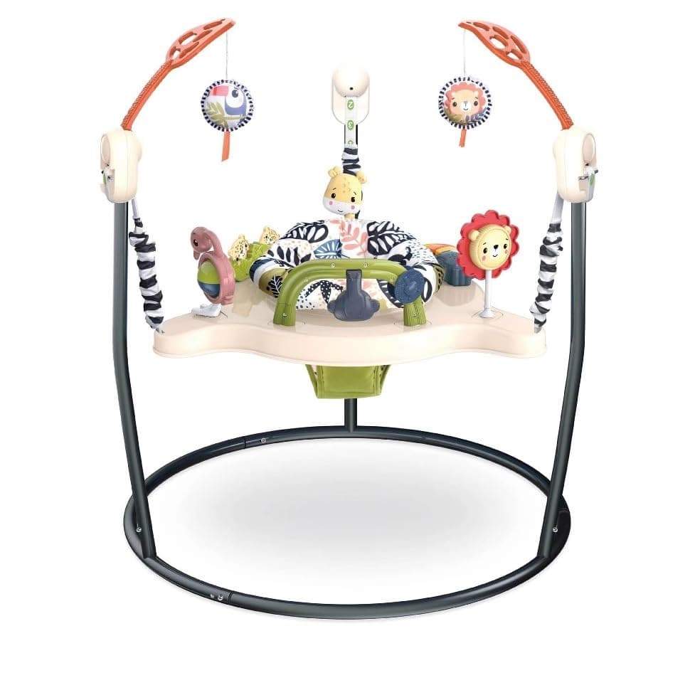 Baby Stationary Activity Centers,Baby Bouncer Palm Paradise Jumperoo Activity Center ,with Music Lights Sounds and Developmental Toys