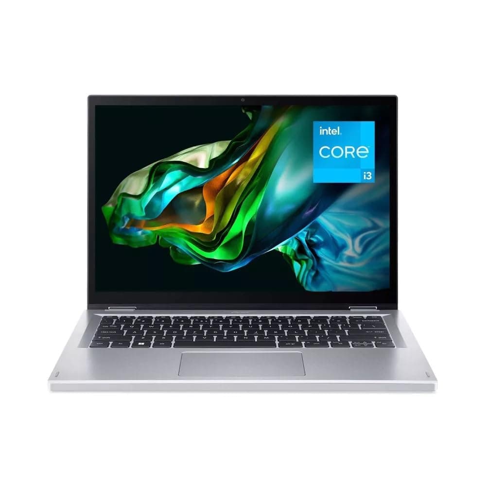 acer Aspire 3 Spin 14 Convertible Laptop, 14" 1920 x 1200 WUXGA IPS Touch Display, Intel Core i3, Intel UHD Graphics, 8GB LPDDR5, 256GB SSD, Wi-Fi 6, Win 11 Home in S Mode, Silver, A3SP14-31PT-38YA