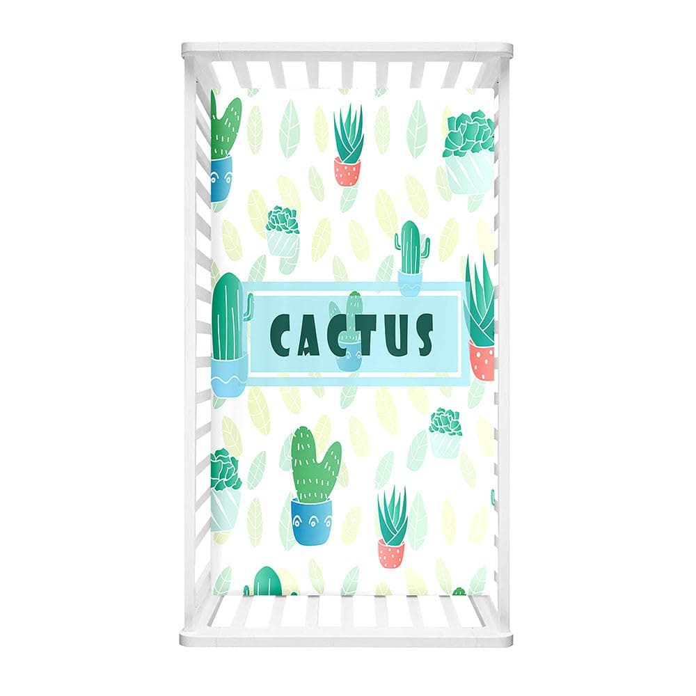 Hiseng Fitted Sheet for Baby Crib, 3D Cactus Sheets Covers for Cot and Children's Bed, Mattress Protector Compatible for Bedside Crib (Cacti 5.5 x 95 cm)