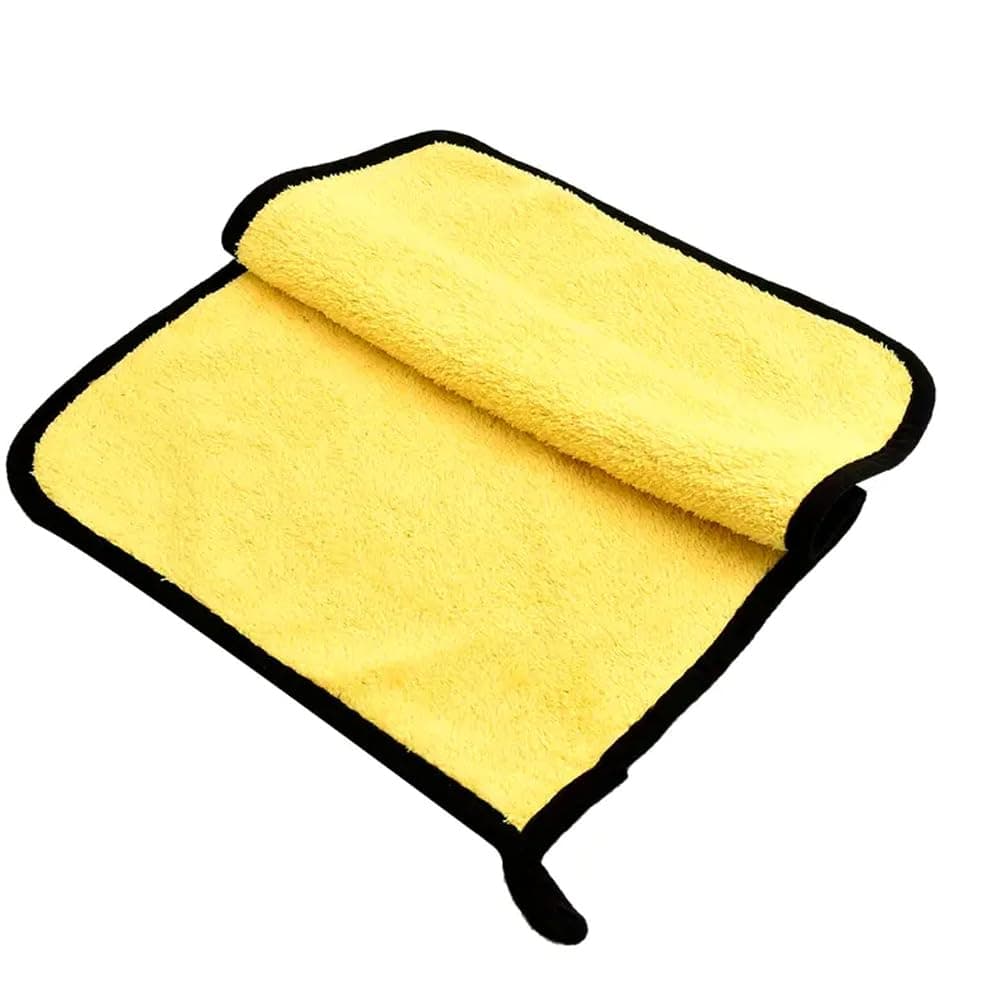 3pcs Double-Sided Car Cleaning Towel – Quick-Drying, Absorbent, Thick Cloth for Car Wash, Microfiber Car Wipes (Yellow)