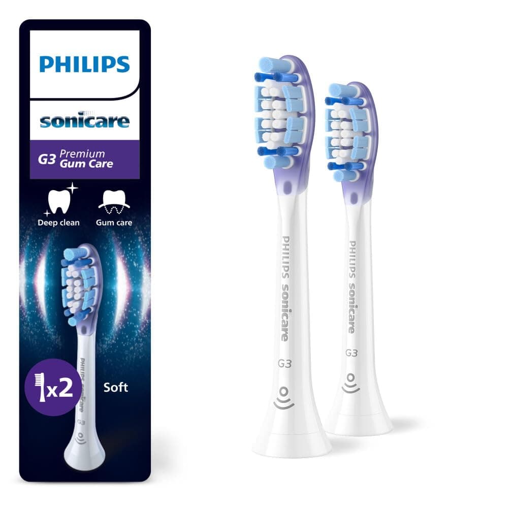 Philips Sonicare G3 Premium Gum Care Original Brush Heads, White, Pack of 2, HX9052/87