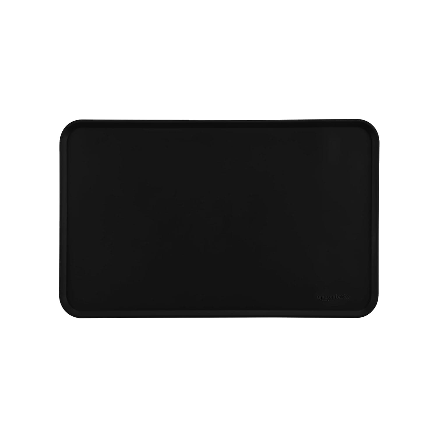 Amazon Basics Waterproof Anti-Slip Silicone Pet Food and Water Bowl Mat - 18.5 x 11.5 Inches, Black
