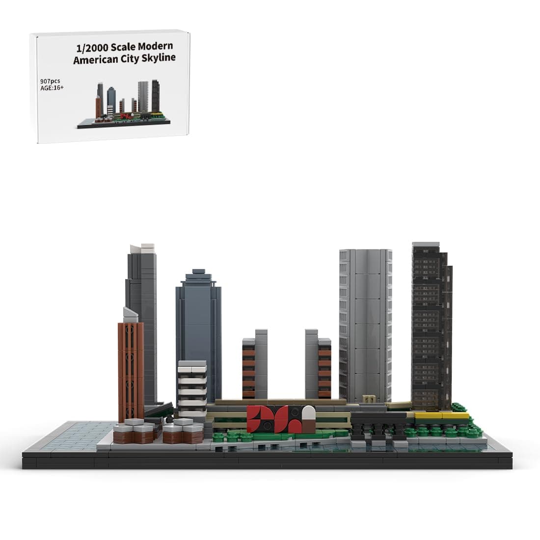 1:2000 Modern American City Skyline - Long Island City Model, American City Model, Miniature Cityscape Construction Kit for Adults & Architecture Fans, 907 Pieces