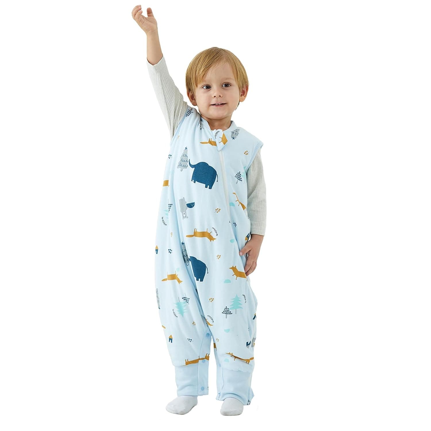 Duomiaomiao Baby Sleep Sack, Four Season Side Open Cotton Toddler Sleeping Sack with Feet 2t-3t, 1.5 TOG Baby Wearable Blanket for Early Walkers