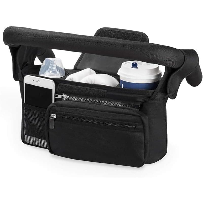 Bukela Universal Stroller Organizer with 2 Insulated Cup Holders - Stroller Caddy Bag with Detachable Wristlet Pouch - Stroller Accessories for Smart Storage, Fits All Prams & Buggies