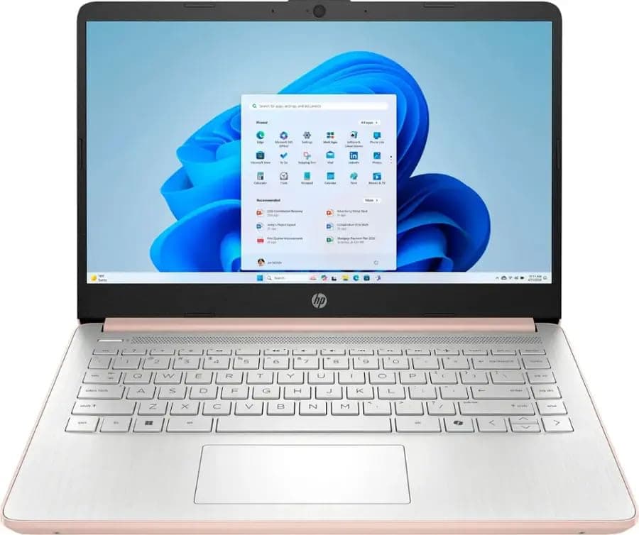 HP 14 Thin Portable Student Laptop 2025, 14" HD, 4-Core Intel N150, 4GB RAM, 256GB Storage (128GB UFS + 128GB microSD), 1 Year Office 365, Wi-Fi 6, HDMI, Docking Station, Webcam, Windows 11, Gold